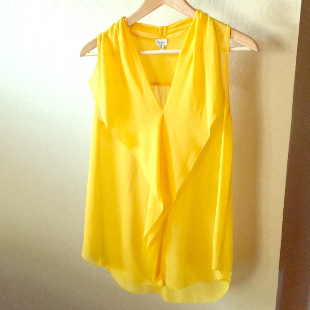 T babaton yellow silk top XS